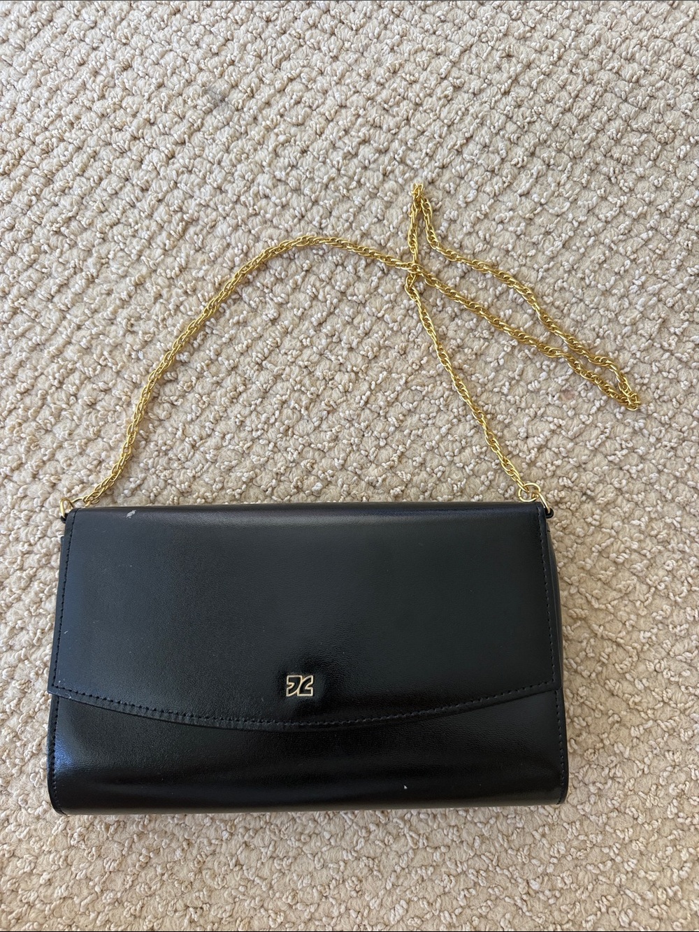 Black Shoulder Bag with Gold Chain